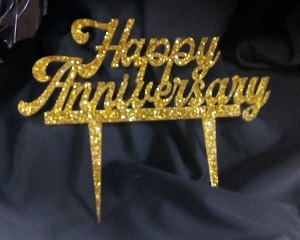 decoración de la tarta happy anniversary gold glitter